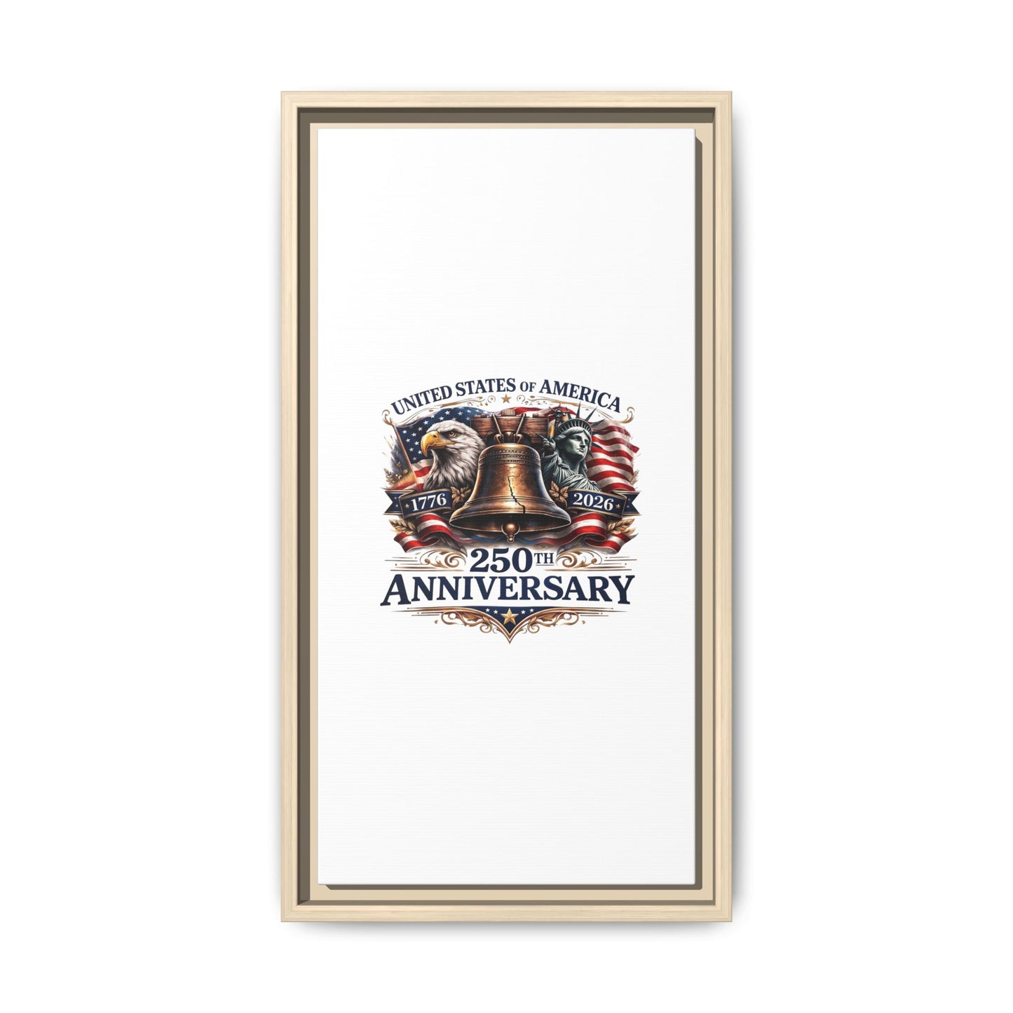 250th Anniversary Framed Canvas - United States of America Patriotic Liberty Bell Print