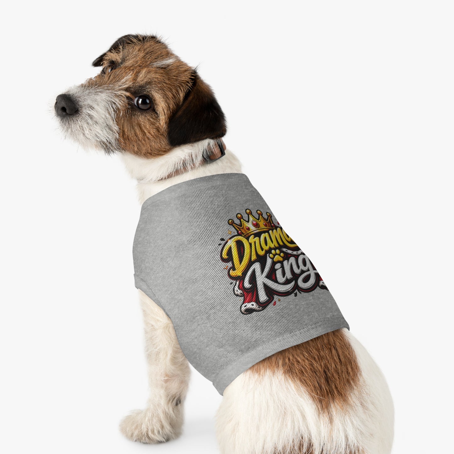 Drama King Pet Tank Top – Crown Graphic Dog Shirt