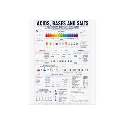 Acids, Bases & Salts Chemistry Poster — Educational Fine Art Poster for Classroom or Study