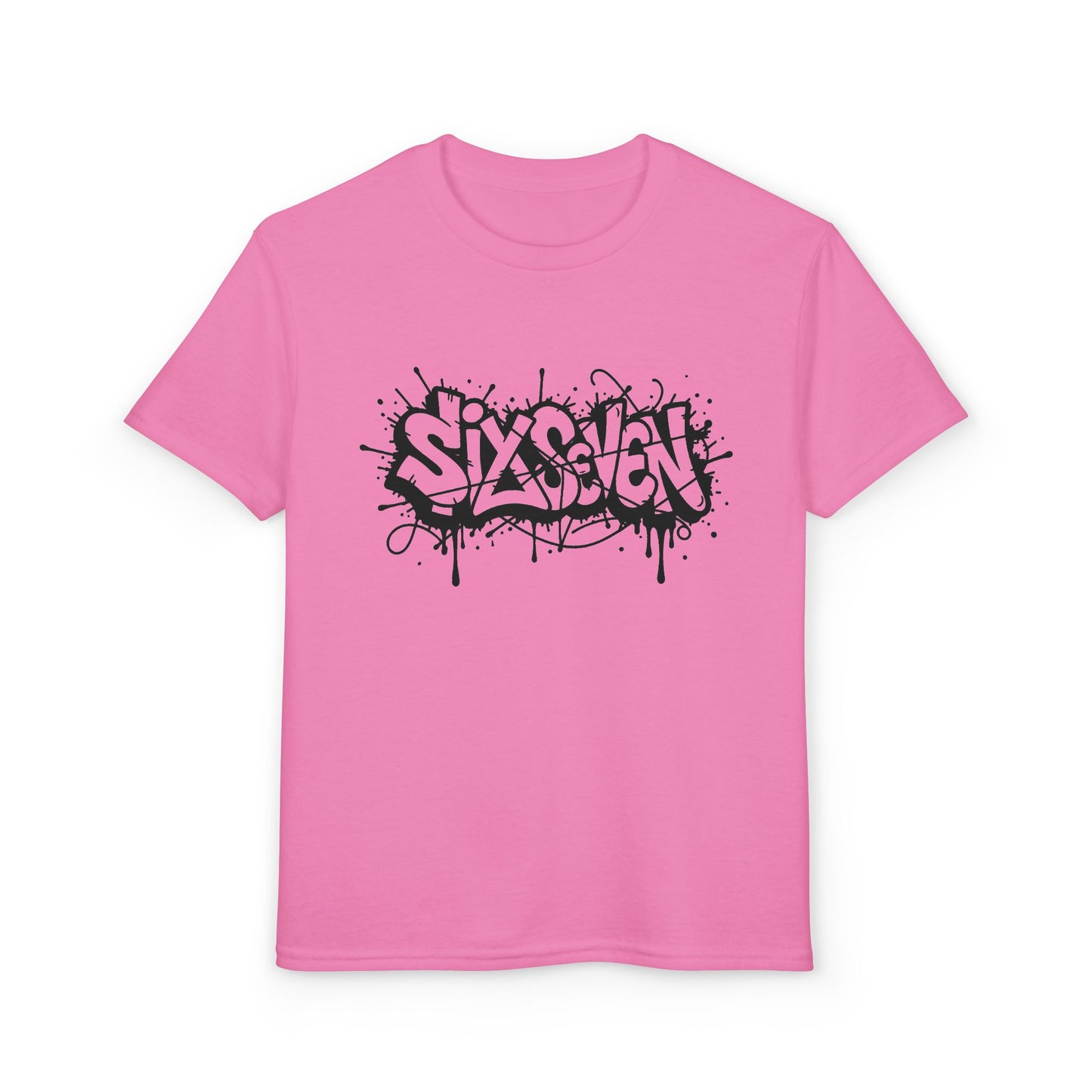 Youth T-Shirt — 'SixxSeven' Black Graffiti Drip Streetwear Tee
