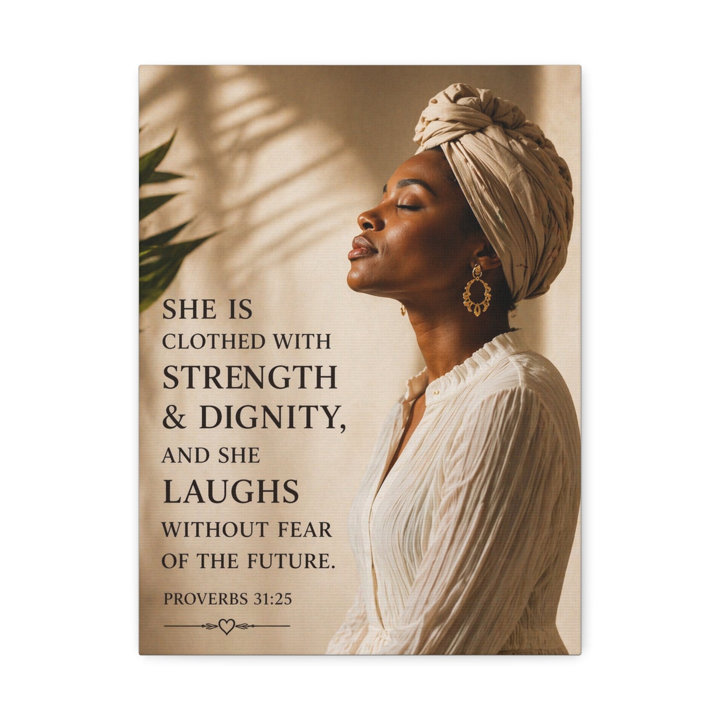 Proverbs 31:25 Stretched Canvas – Strength & Dignity Wall Art
