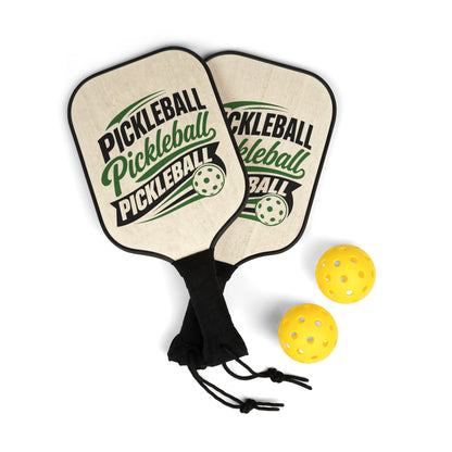 Pickleball Paddle Set — Retro "Pickleball" Graphic Paddle & 2 Balls Kit