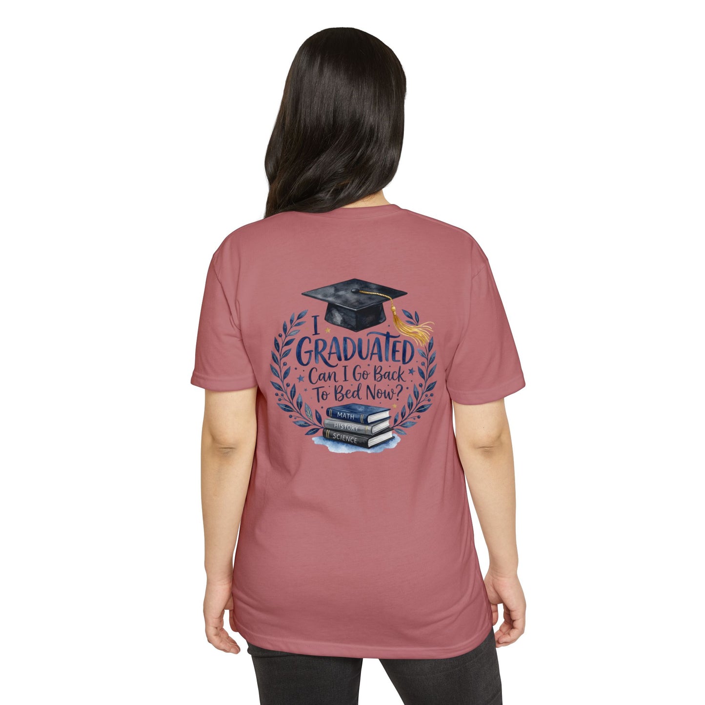 Graduation T-Shirt - "I Graduated, Can I Go Back to Bed Now?" Cap & Books Tee