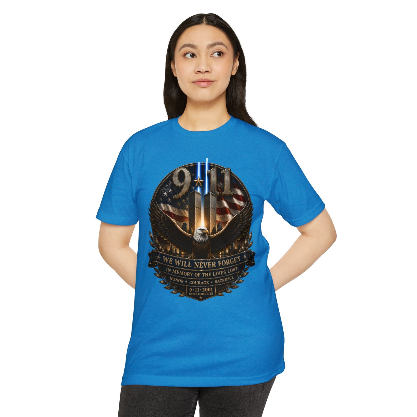 9/11 Memorial Eagle T-Shirt — We Will Never Forget Patriotic Tribute Tee