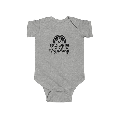 Girls Can Do Anything Infant Bodysuit — Empowering Baby Onesie with Rainbow Graphic