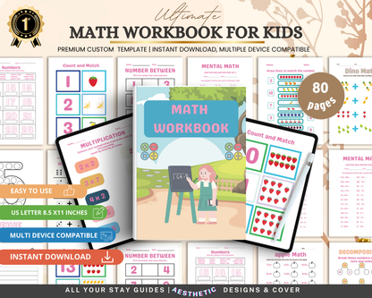 Math Workbook for Kids | Printable Math Worksheets for Addition, Subtraction & Early Learning Practice