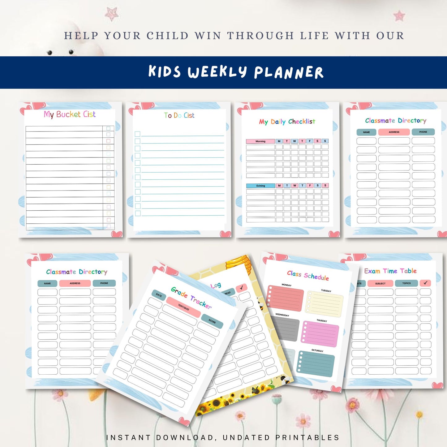 Kids Weekly Planner Printable | Fun & Easy Weekly Schedule Organizer for Children
