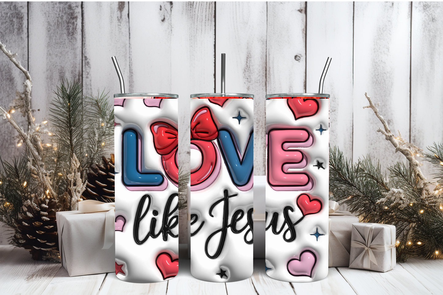 Love Like Jesus Tumbler Wrap PNG | Faith-Based Inspirational Design, 20oz Skinny Tumbler Sublimation, Christian Quote Wrap