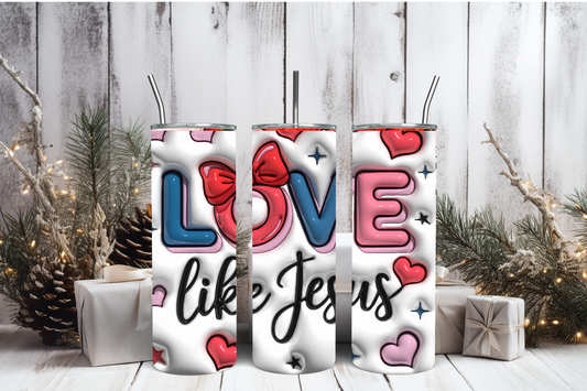 Love Like Jesus Tumbler Wrap PNG | Faith-Based Inspirational Design, 20oz Skinny Tumbler Sublimation, Christian Quote Wrap