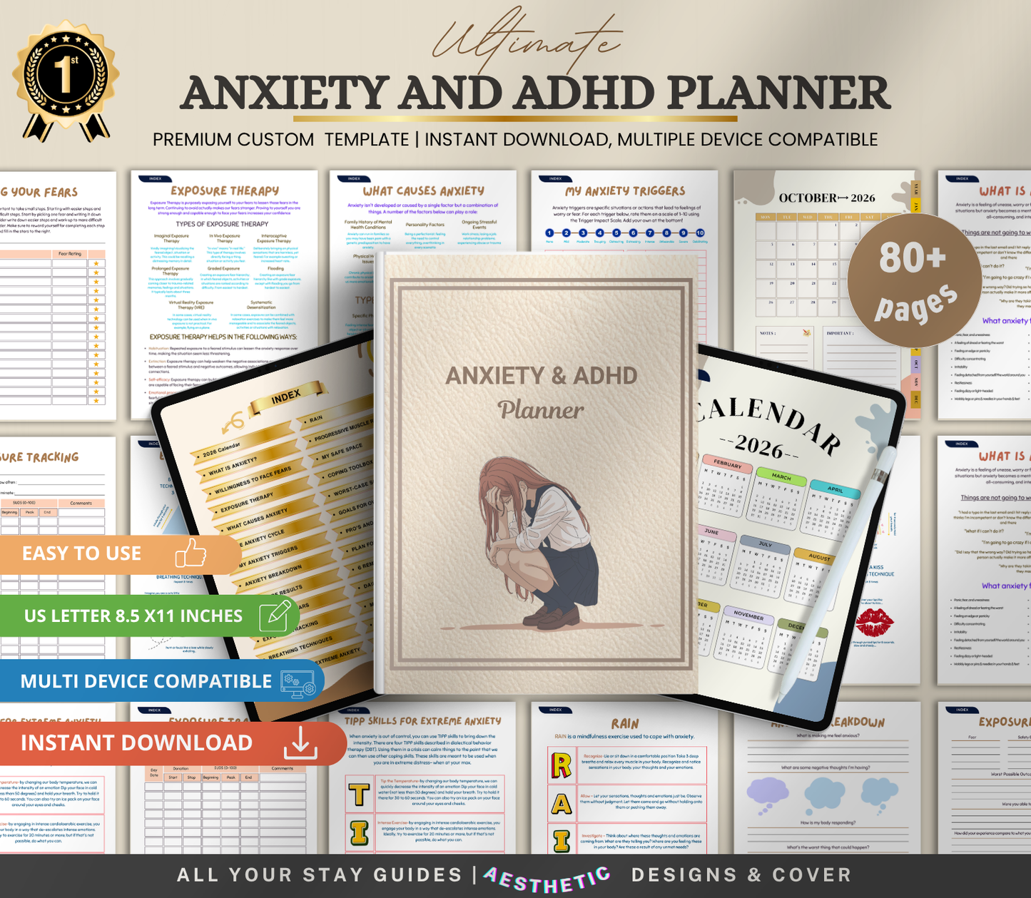 Anxiety and ADHD Planner | Daily Mental Health & Focus Organizer