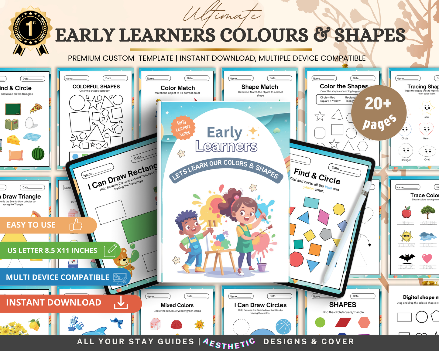 Early Learners Colours & Shapes Worksheets | Printable Preschool Learning Activities for Kids