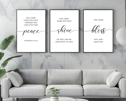 Bible Quote Wall Art Set of 3 | Christian Printable Scripture Wall Decor, Minimalist Faith Home & Bedroom Art