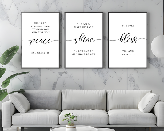 Bible Quote Wall Art Set of 3 | Christian Printable Scripture Wall Decor, Minimalist Faith Home & Bedroom Art
