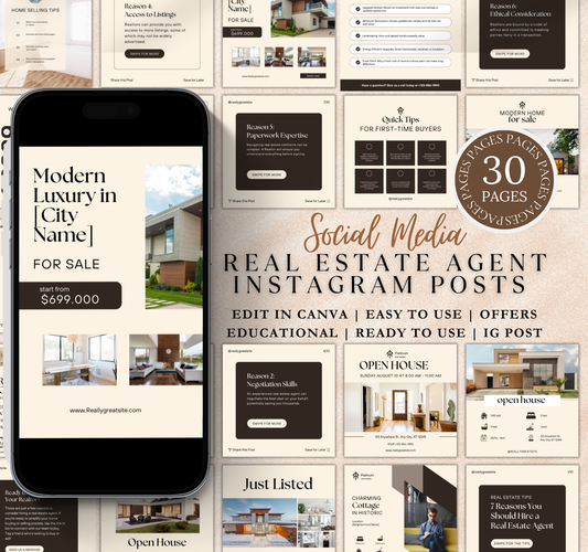 Real Estate Agent Instagram Templates | Editable Canva Social Media Posts for Realtors