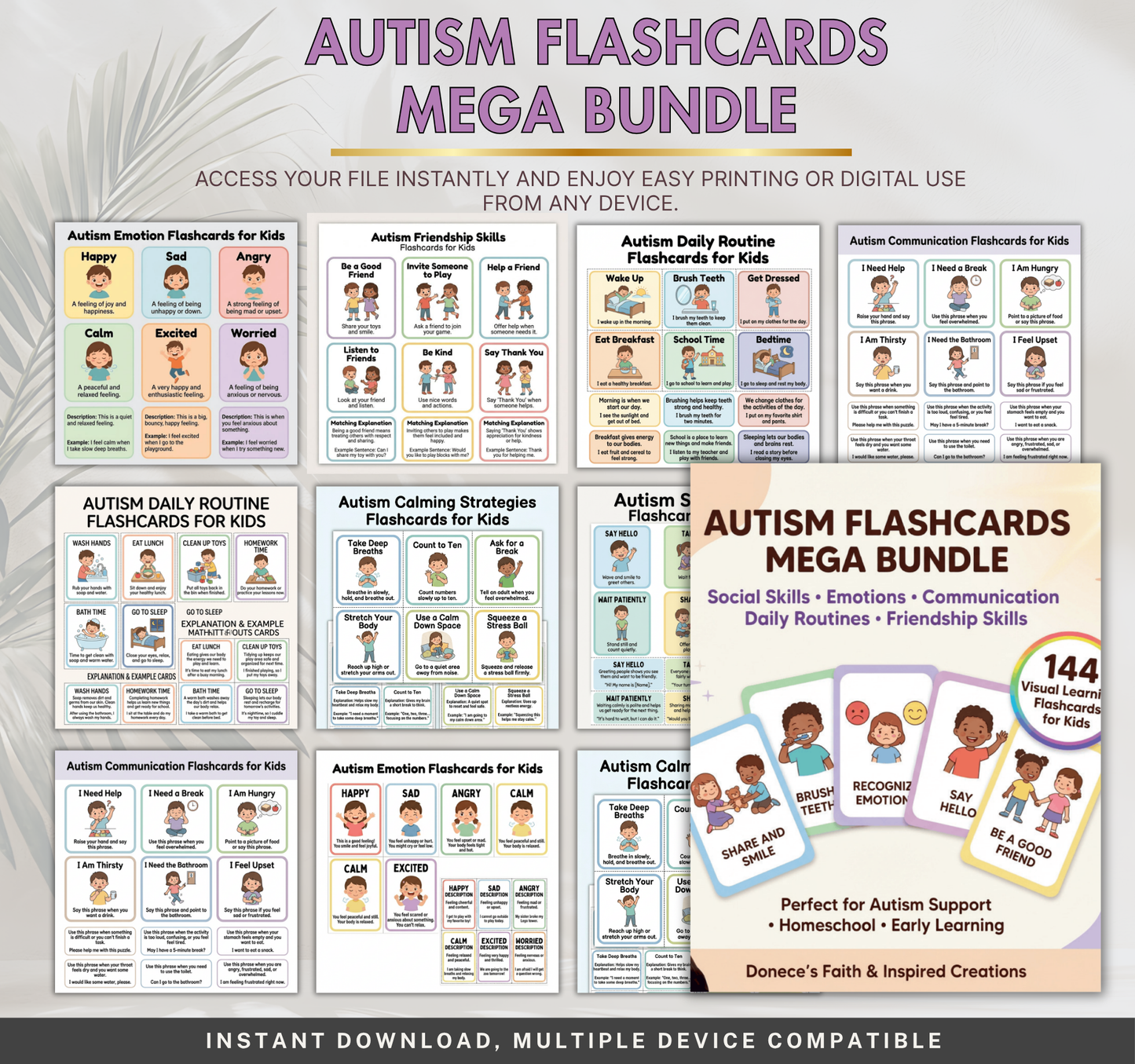 Autism Flashcards Mega Bundle | Printable Communication & Learning Cards PDF for Kids