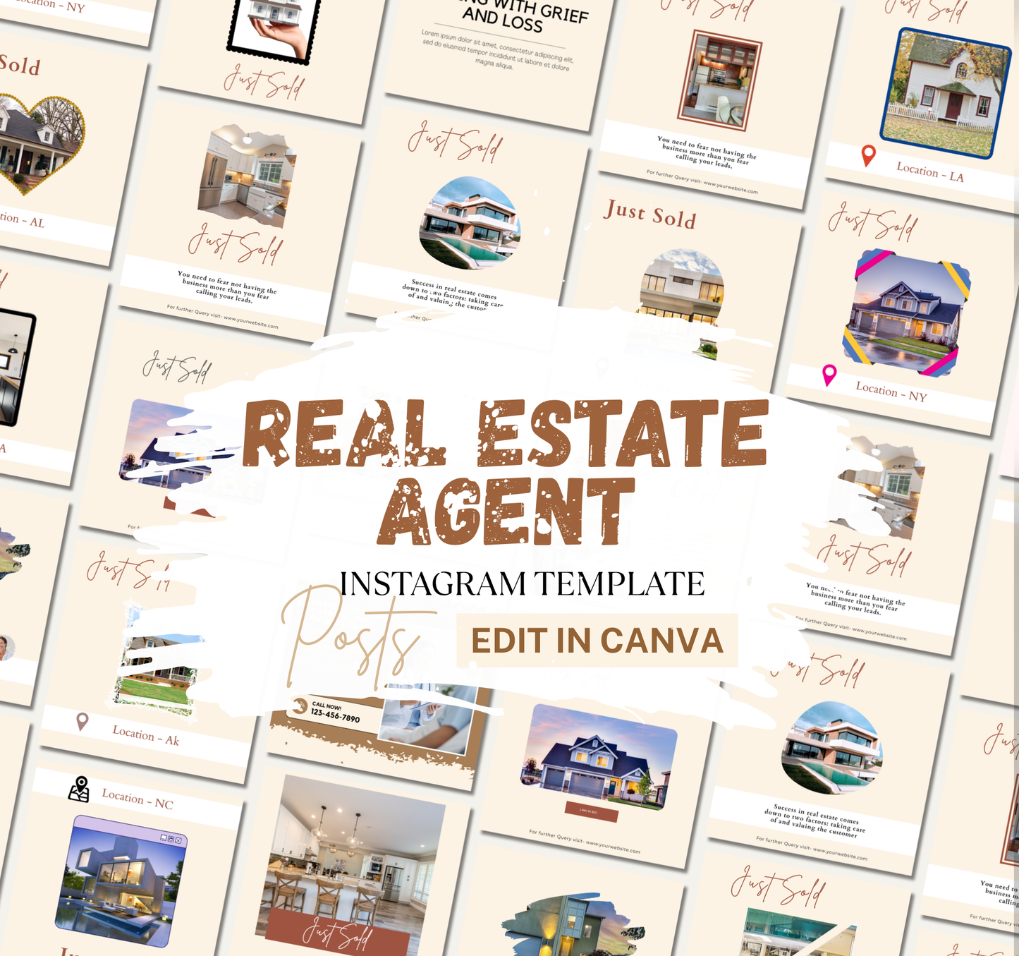 Real Estate Instagram Templates | Editable Canva Realtor Posts & Social Media Kit