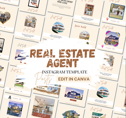 Real Estate Instagram Templates | Editable Canva Realtor Posts & Social Media Kit