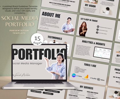 Social Media Portfolio Template | Editable Canva Branding Kit for Creators & Influencers