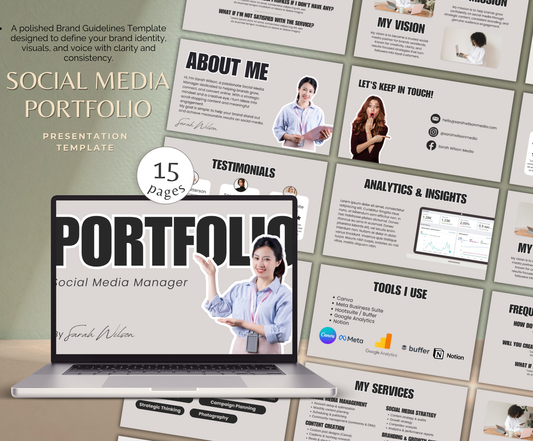 Social Media Portfolio Template | Editable Canva Branding Kit for Creators & Influencers