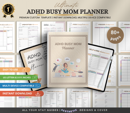 ADHD Busy Mom Planner | Printable Daily Organizer & Productivity Tracker