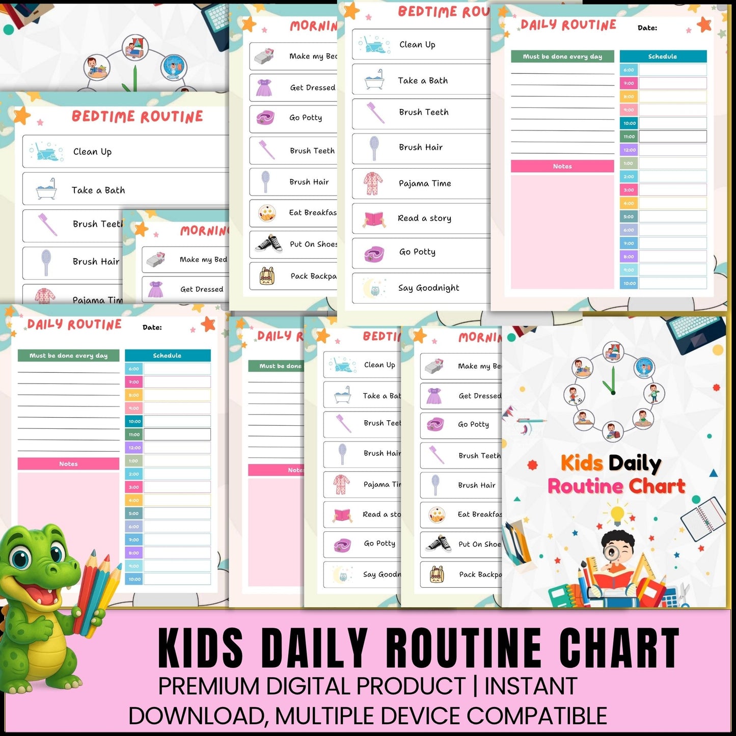 Kids Daily Routine Chart Printable | Morning & Evening Schedule for Children