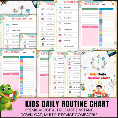 Kids Daily Routine Chart Printable | Morning & Evening Schedule for Children