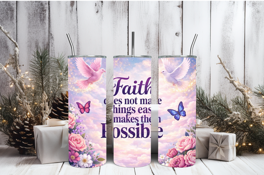 God Is With Her Tumbler Wrap PNG | Faith-Based Inspirational Design, 20oz Skinny Tumbler Sublimation, Christian Quote Wrap