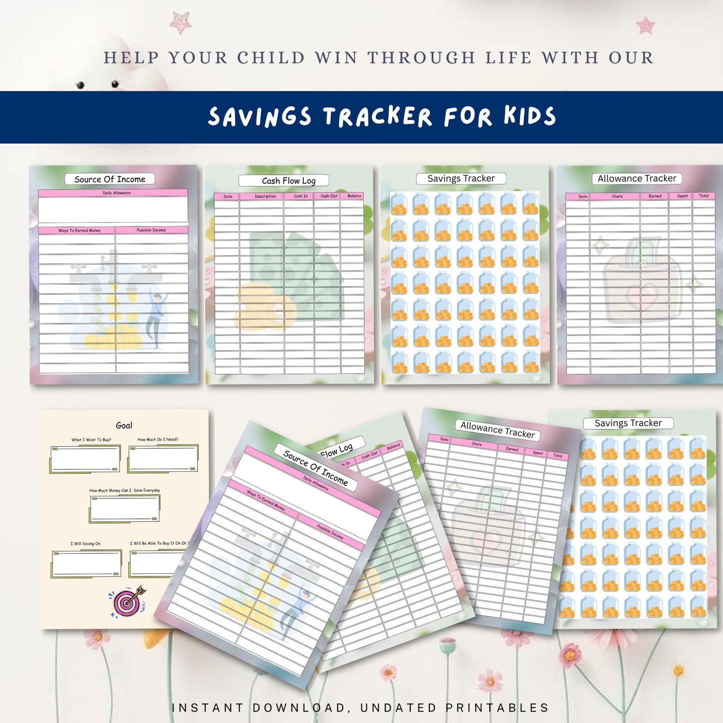 Savings Tracker for Kids Printable | Fun Money Saving Progress Chart for Children
