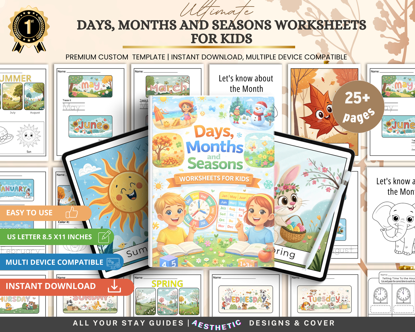 Days, Months & Seasons Worksheets for Kids | Printable Calendar & Time Learning Activities