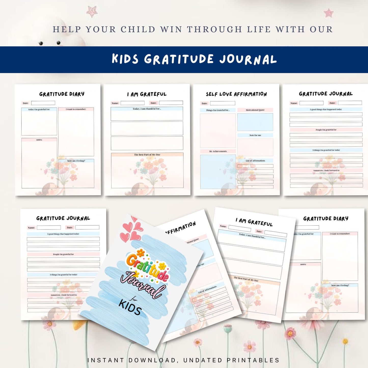 Kids Gratitude Journal Printable | Daily Thankfulness & Mindfulness Workbook for Children