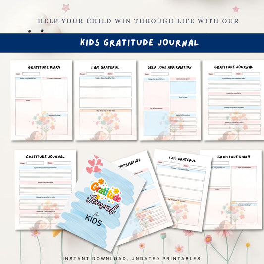 Kids Gratitude Journal Printable | Daily Thankfulness & Mindfulness Workbook for Children