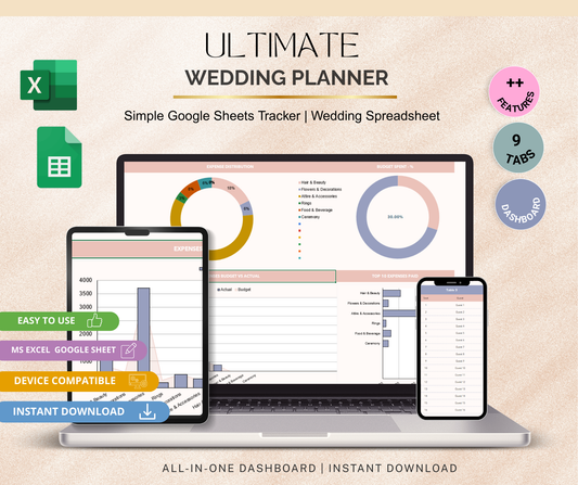 Wedding Planner Spreadsheet | Budget & Checklist Google Sheets Wedding Planning Tool