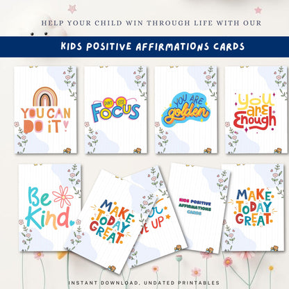 Kids Positive Affirmations Cards Printable | Confidence & Self-Esteem Boost for Children