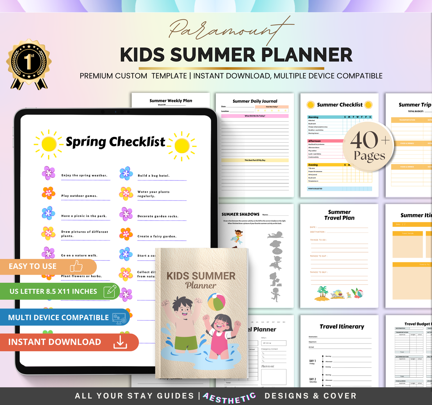 Kids Summer Planner | Printable Daily Activity & Vacation Organizer