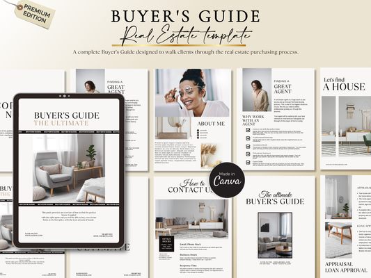 Real Estate Buyer’s Guide Template | Editable Canva Realtor Marketing Brochure