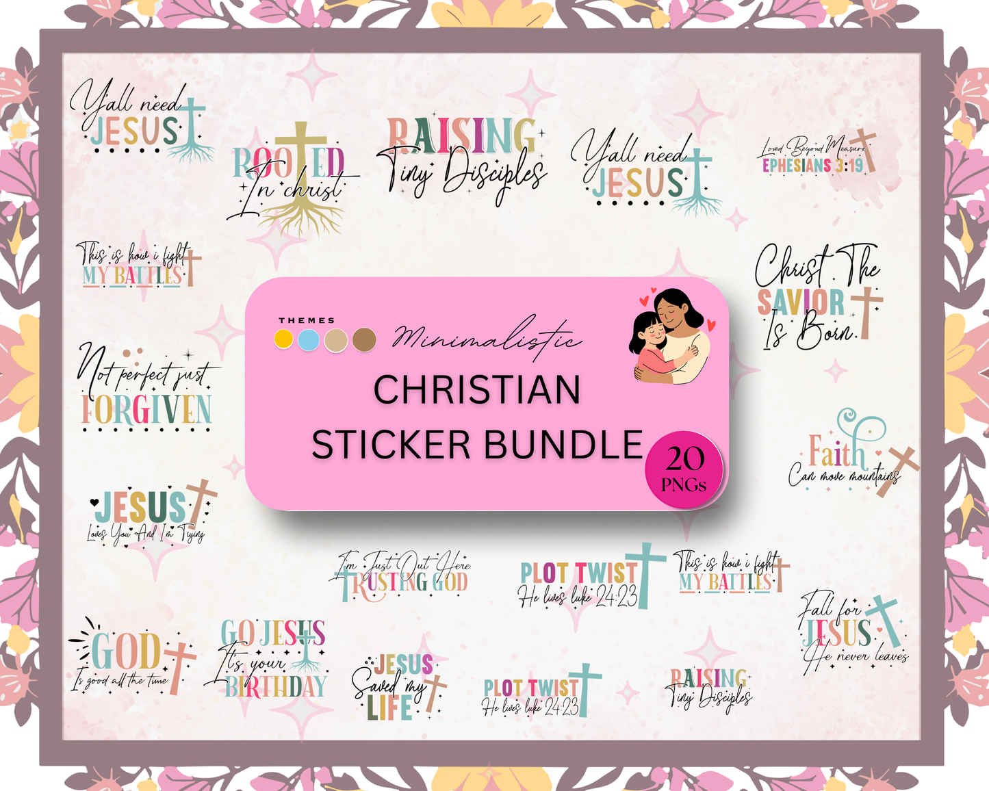 Christian Sticker Bundle | Faith-Based Printable Stickers for Bible Journaling, Planners & Gifts