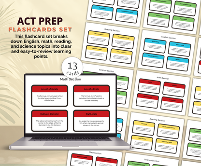 ACT Prep Flashcards Bundle | Printable Study Cards for Exam Success
