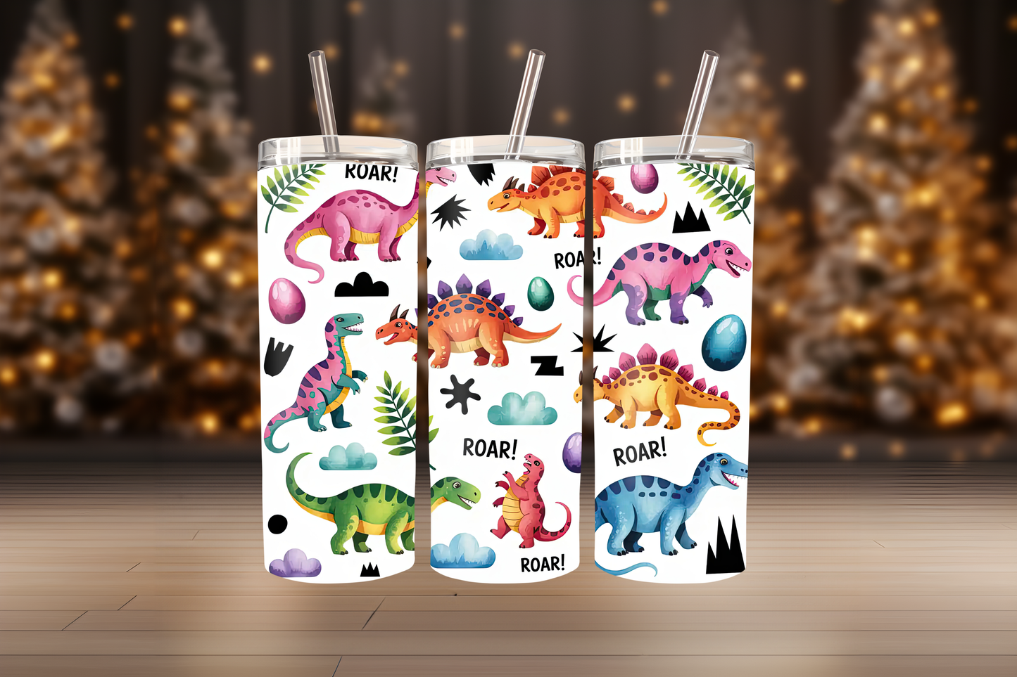 Cute Dinosaur Tumbler Wrap PNG | Kids Dino Tumbler Design, 20oz Skinny Tumbler Sublimation, Fun Dinosaur Wrap Template