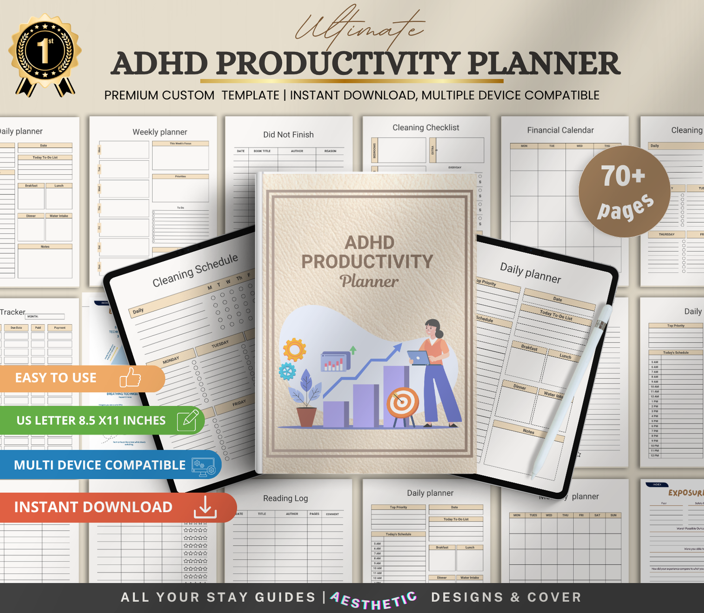 ADHD Productivity Planner | Printable Focus & Task Organizer