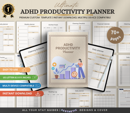 ADHD Productivity Planner | Printable Focus & Task Organizer