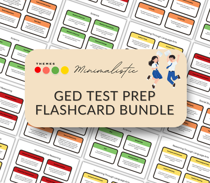 GED Test Prep Flashcards Bundle | Printable Study Cards for Exam Success