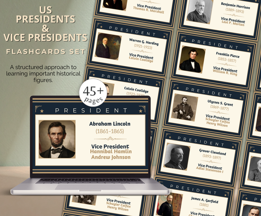 US Presidents & Vice Presidents Flashcards | Printable History Study Cards PDF