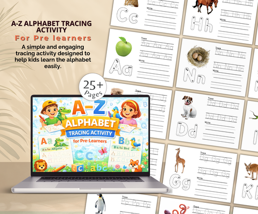 A–Z Alphabet Tracing Worksheets for Kids | Printable ABC Handwriting & Letter Practice Activities  📝