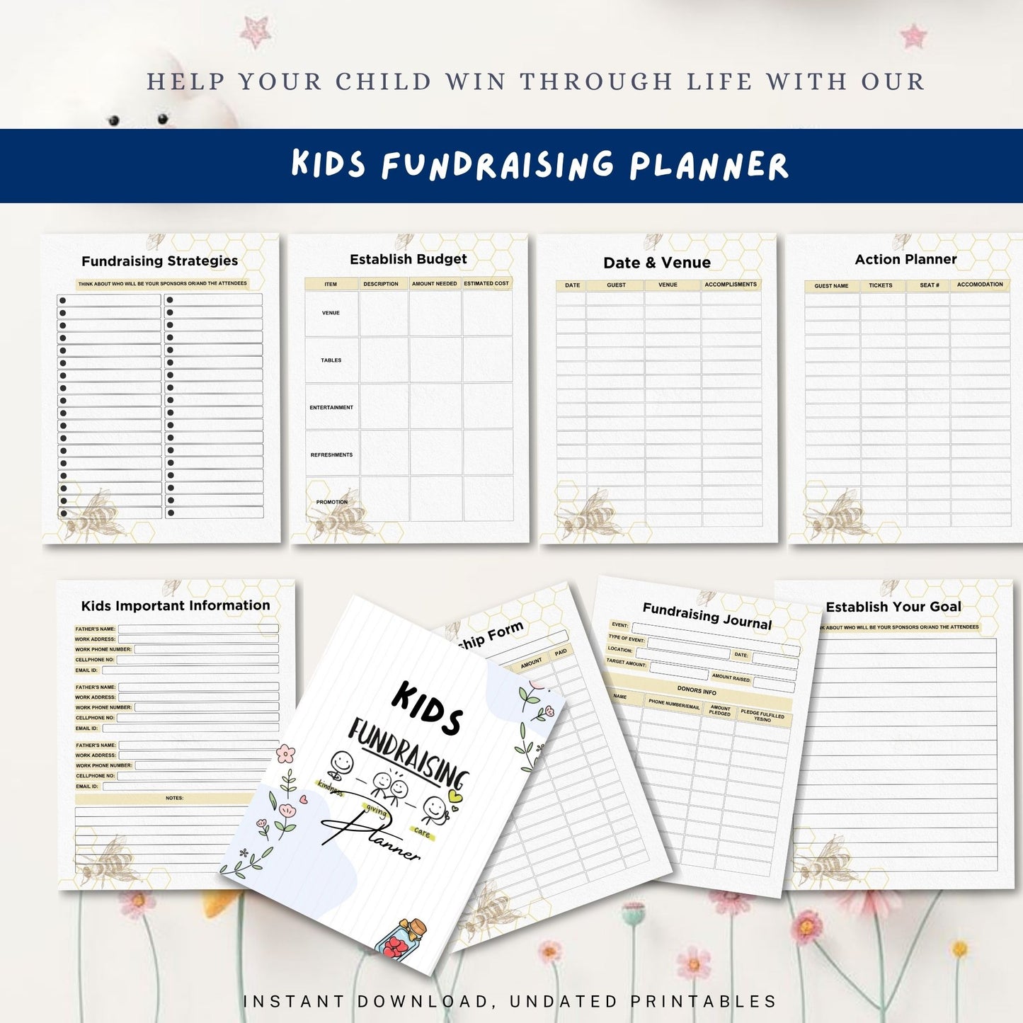 Kids Fundraising Planner Printable | Goal Setting & Event Organizer for Children