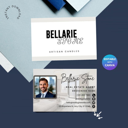 Real Estate Business Card Template | Realtor Business Card | Editable Business Card Canva | Professional Business Card Design