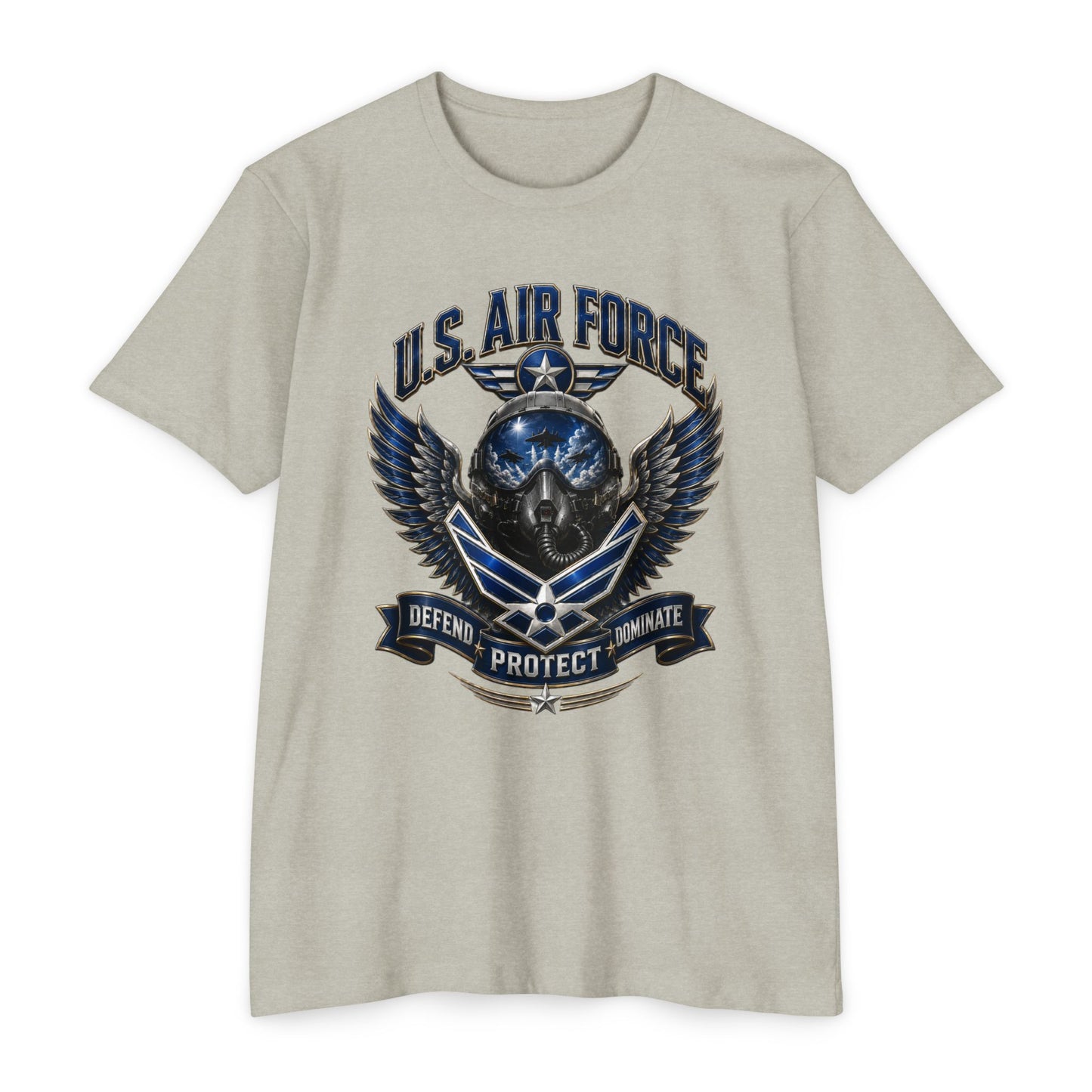 U.S. Air Force Skull Wings T-Shirt — Defend Protect Dominate Military Tee