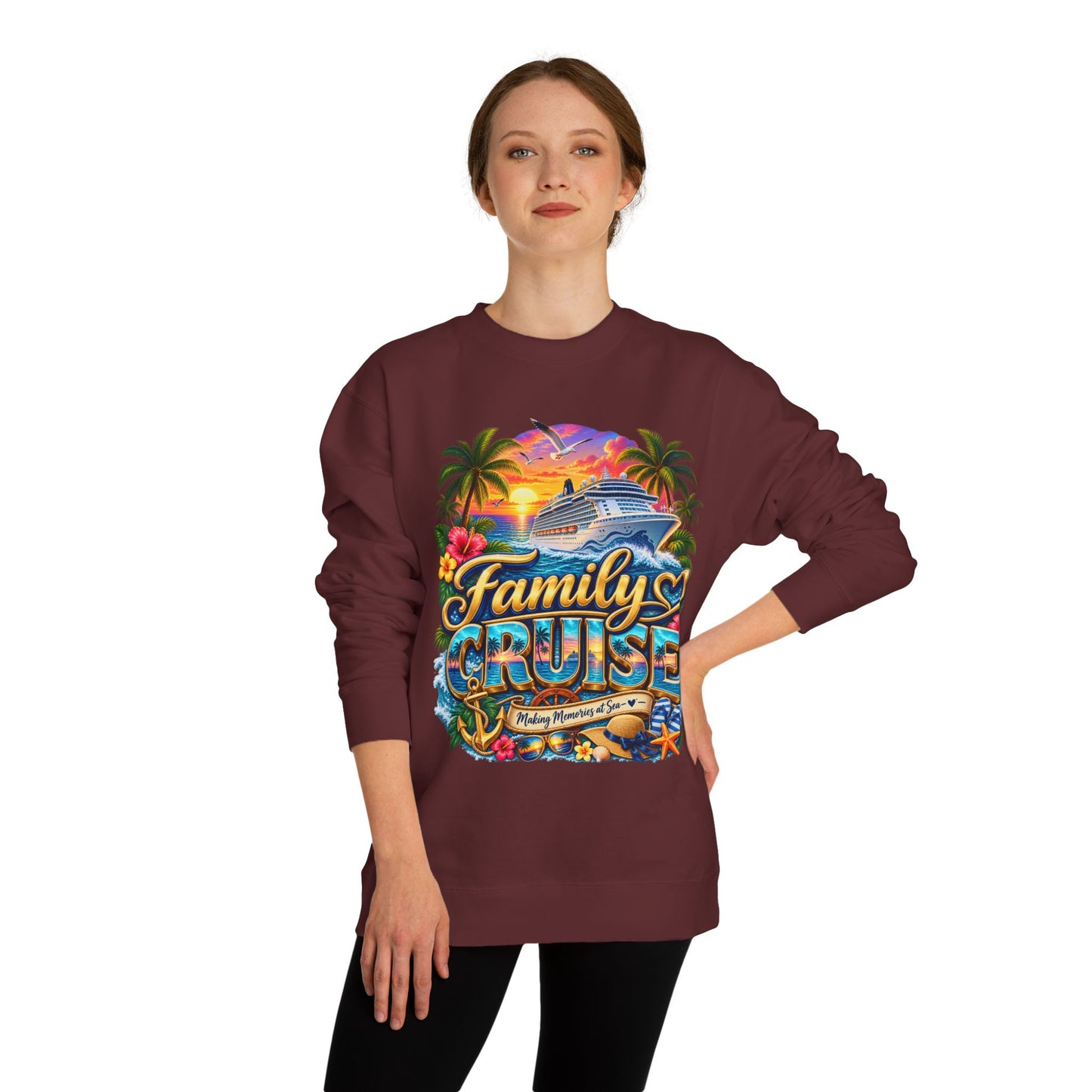 Family Cruise Sweatshirt – Tropical Cruise Vacation Crew Neck