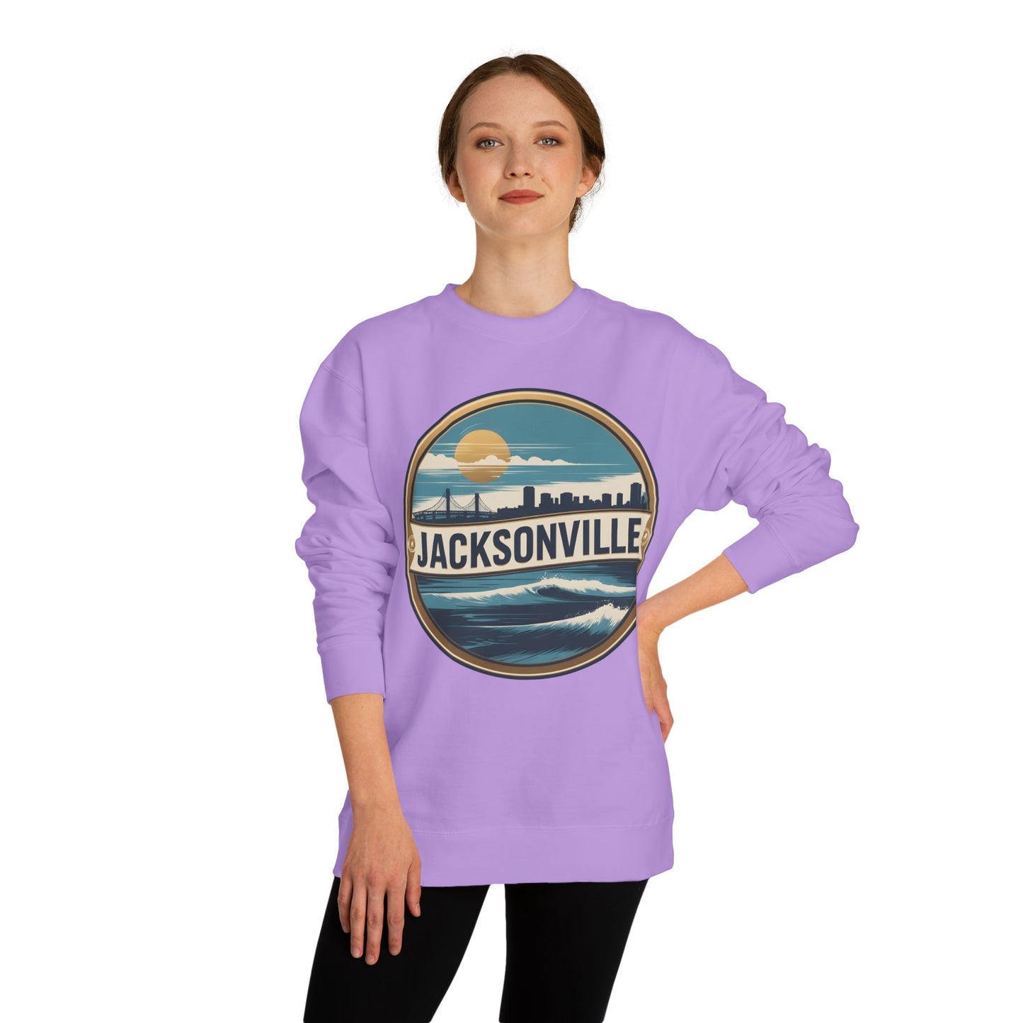 Jacksonville Coastal Crewneck Sweatshirt — Retro Beach Skyline