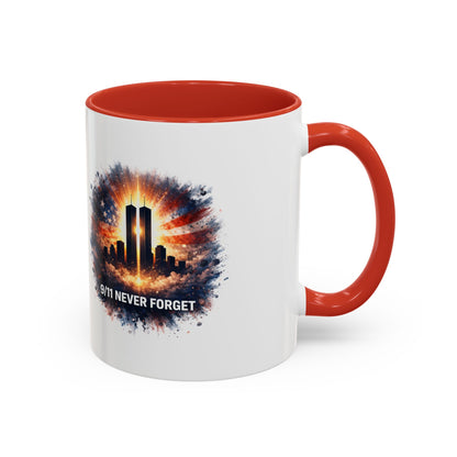 9/11 Never Forget Coffee Mug - Memorial Tribute Accent Mug (11/15oz)