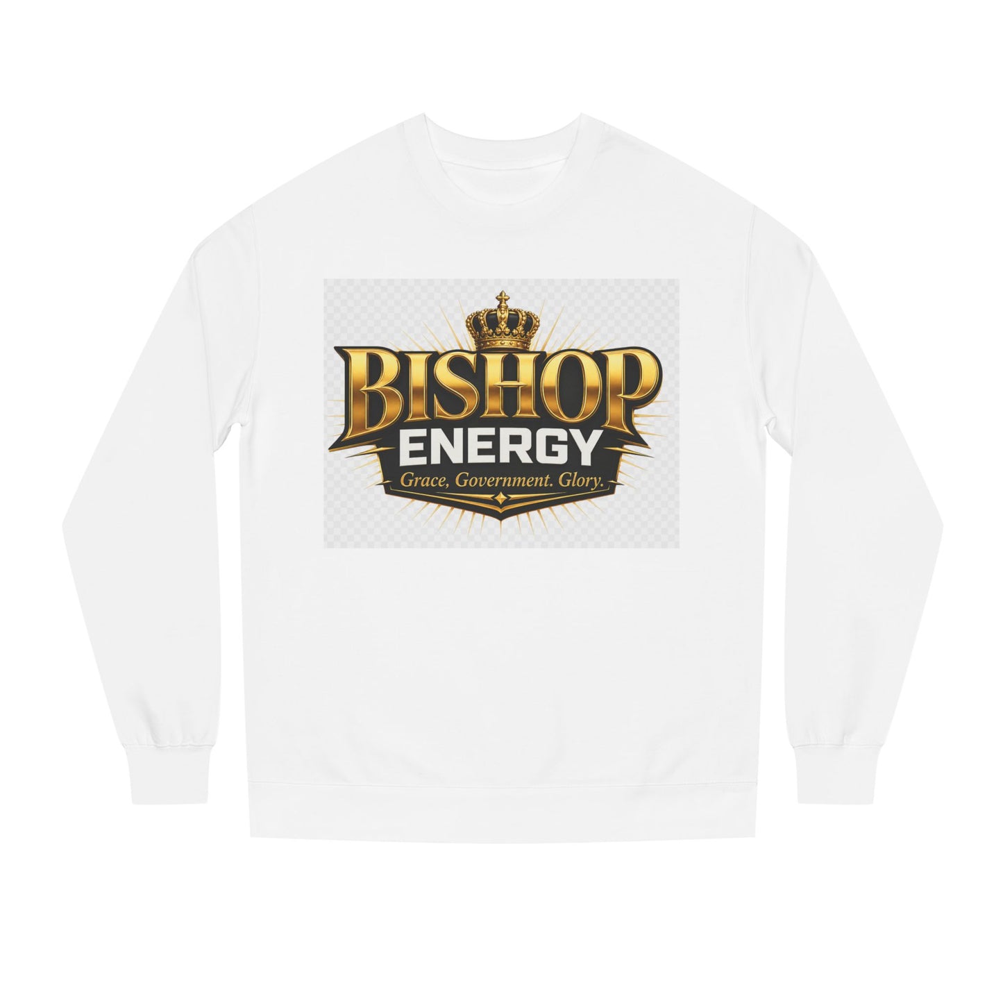 Bishop Energy Crewneck Sweatshirt — Gold Crown Logo (Grace, Government, Glory)